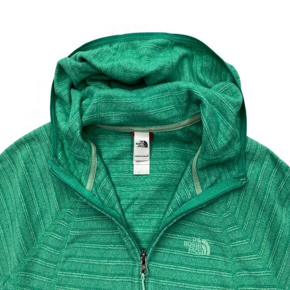 The North Face Green Striped Zip Terry Cloth Hoodie Sweatshirt Jacket Women's XL - Picture 3 of 8